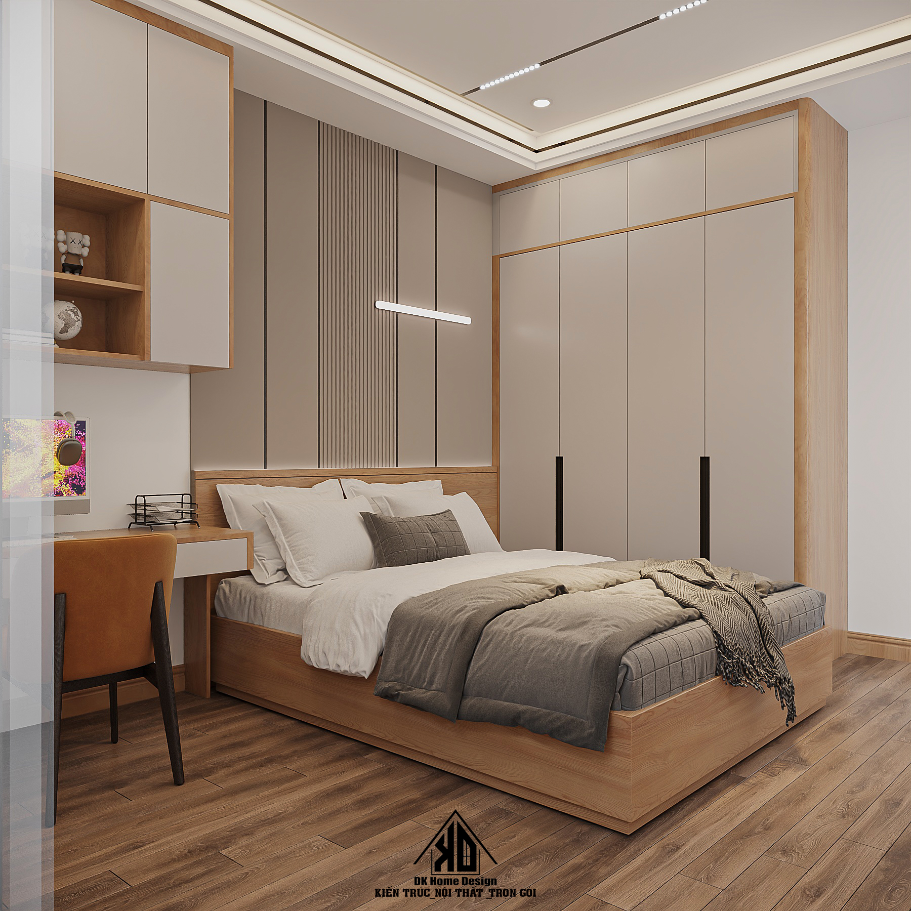Thiết kế phòng ngủ trong báo giá thi công nội thất nhà phố Đô Lương