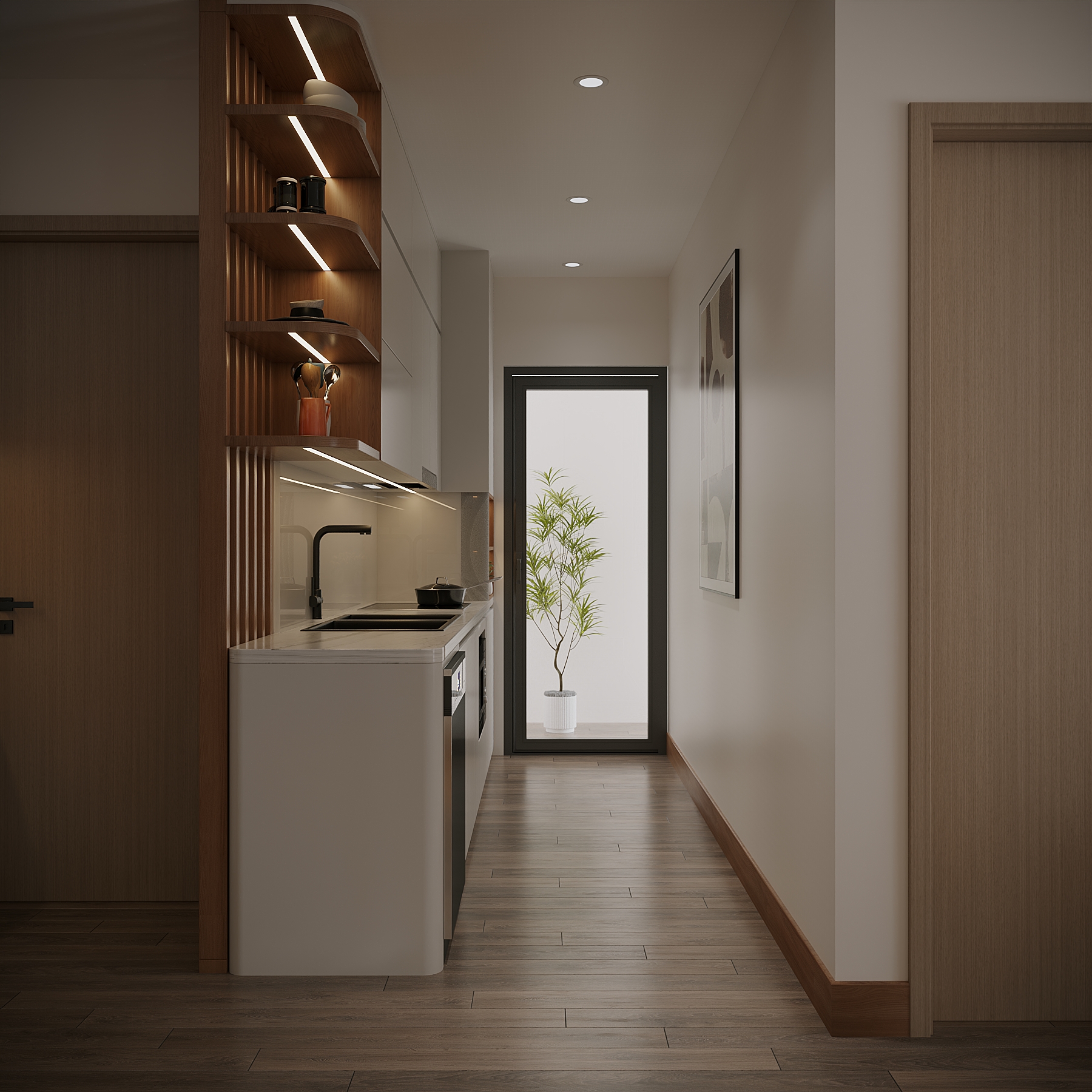 Không gian nội thất nhà phố hiện đại Đô Lương tối ưu diện tích.