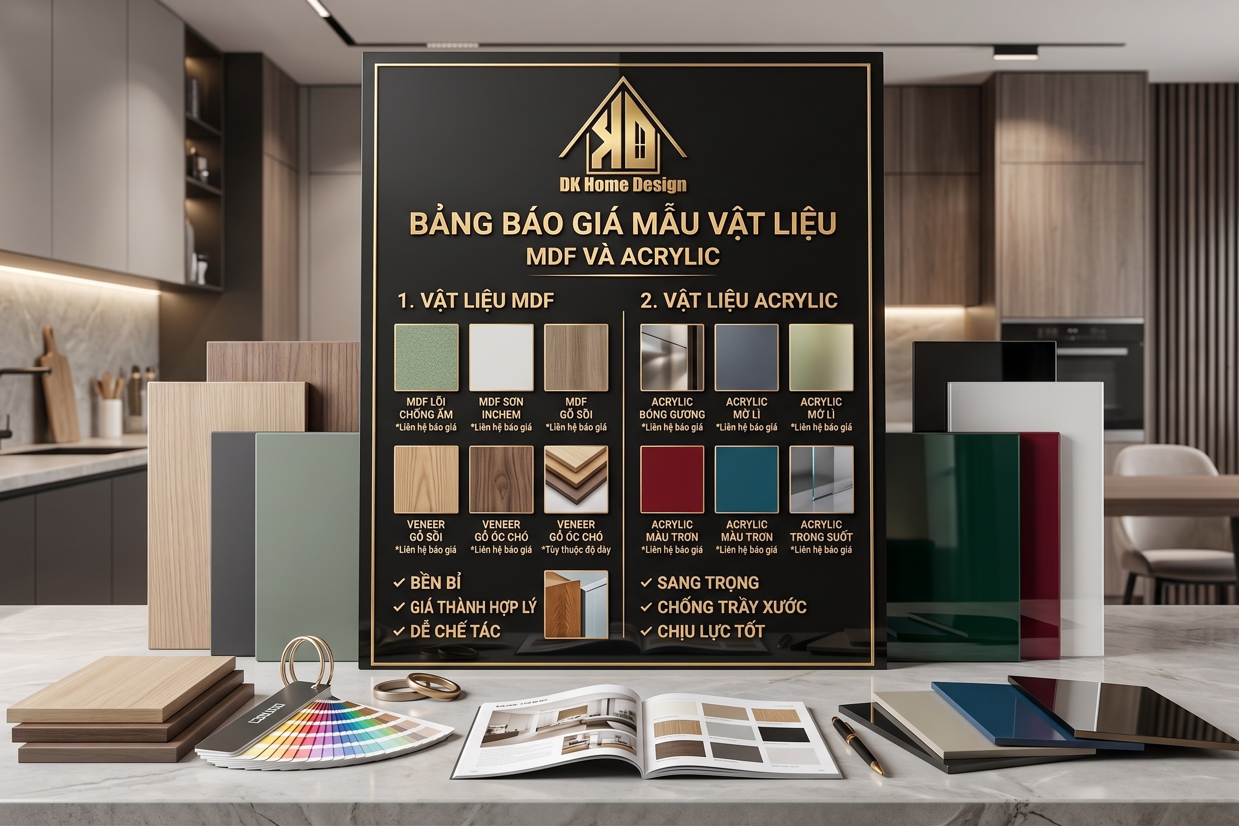 Báo giá thi công nội thất nhà phố Đô Lương bằng gỗ MDF