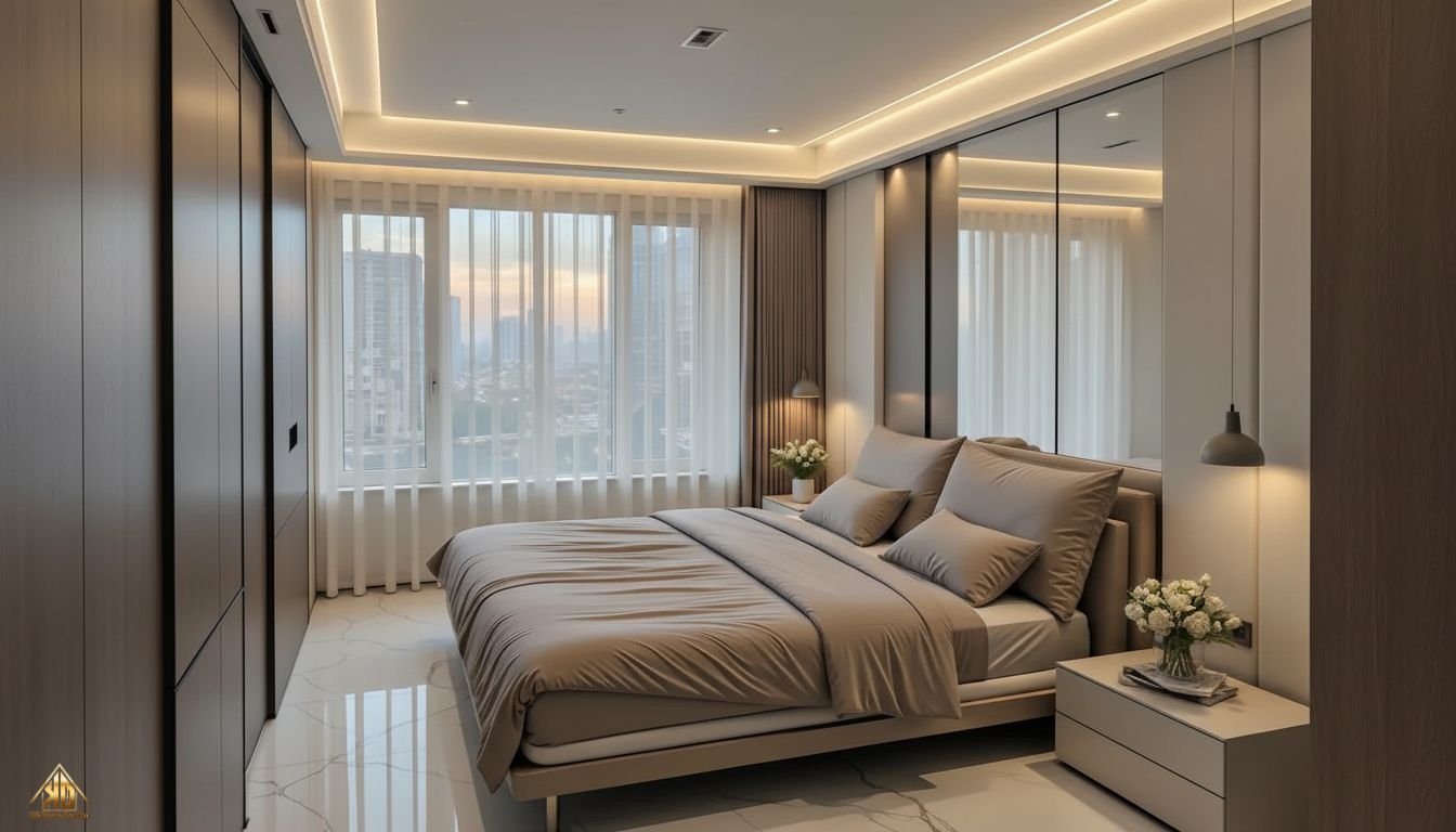 Thiết kế nội thất phòng ngủ master nhà phố 2 tầng