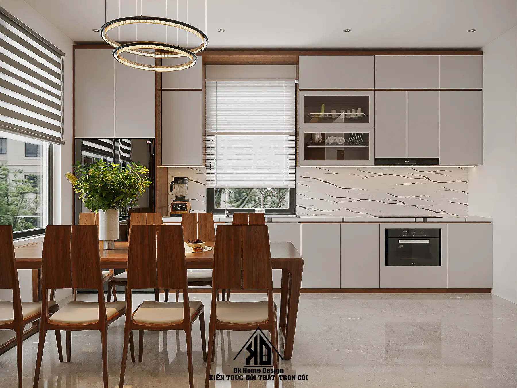 Mặt bằng nội thất nhà phố 3 tầng khu vực phòng bếp