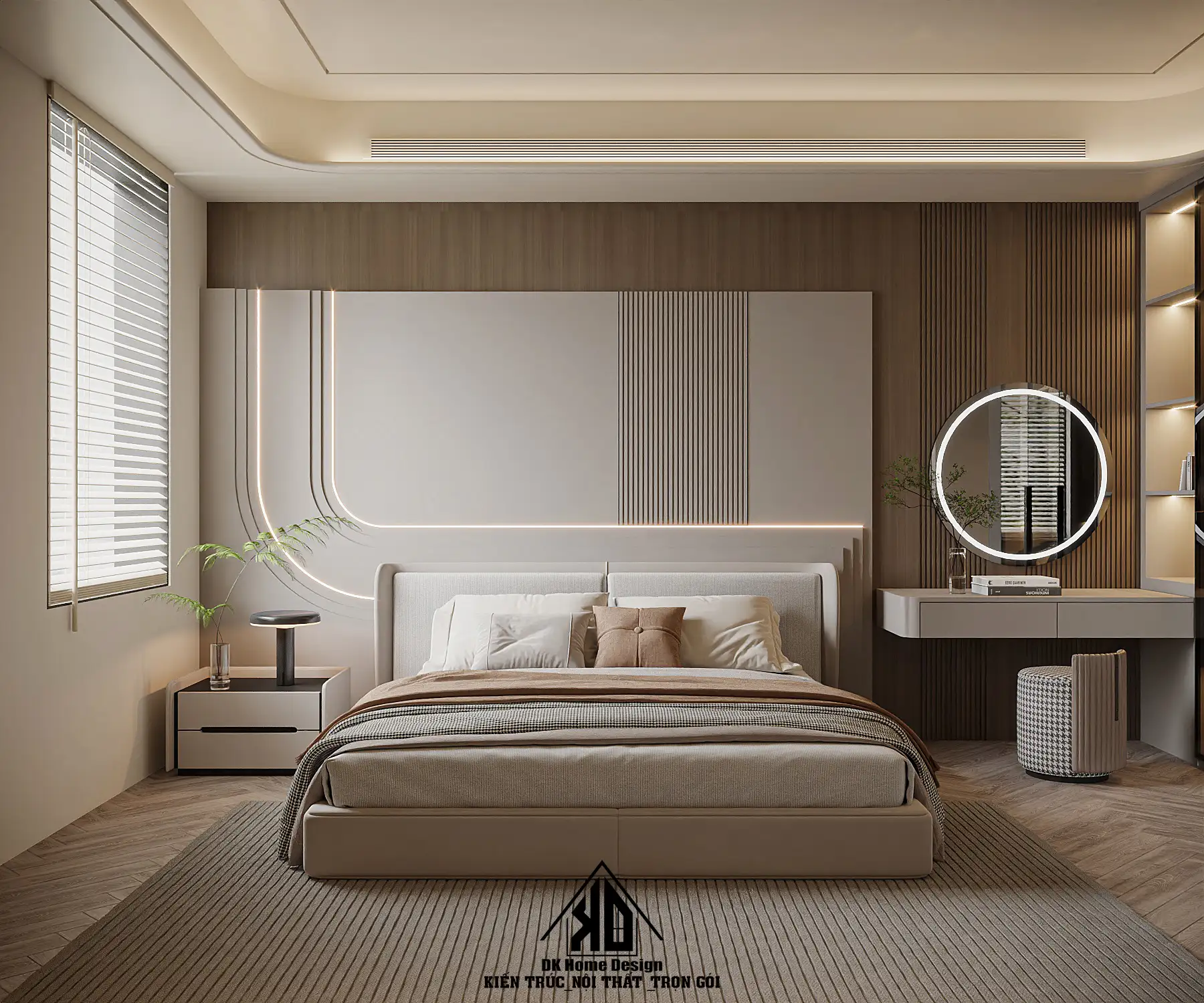 Bản vẽ 3D nội thất phòng khách nhà phố hiện đại