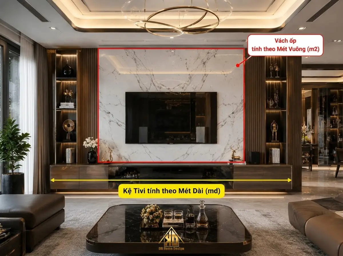 Cách tính chi phí làm nội thất phòng khách