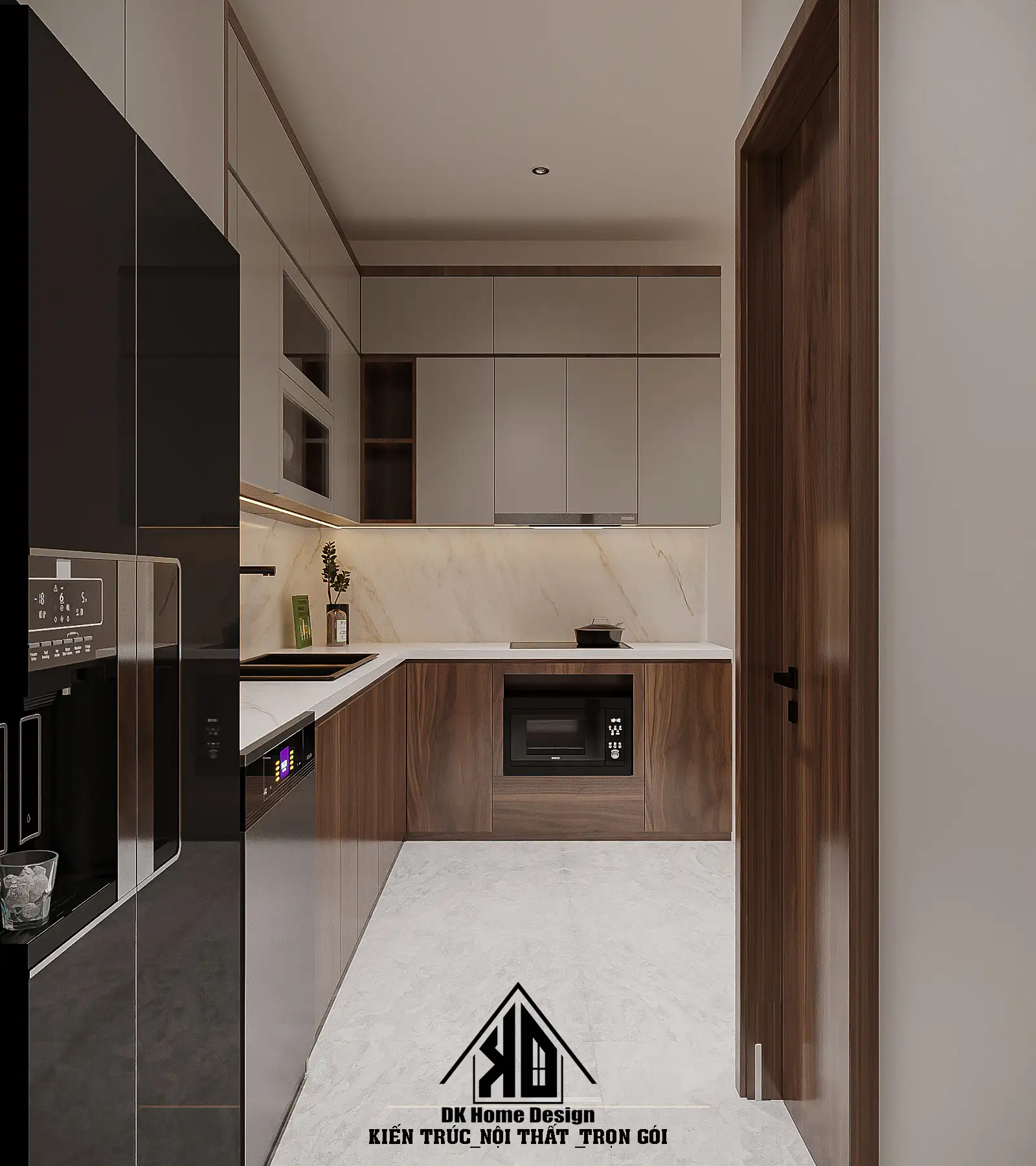 Bản vẽ 3D giải pháp tối ưu không gian cho nhà phố hẹp ngang