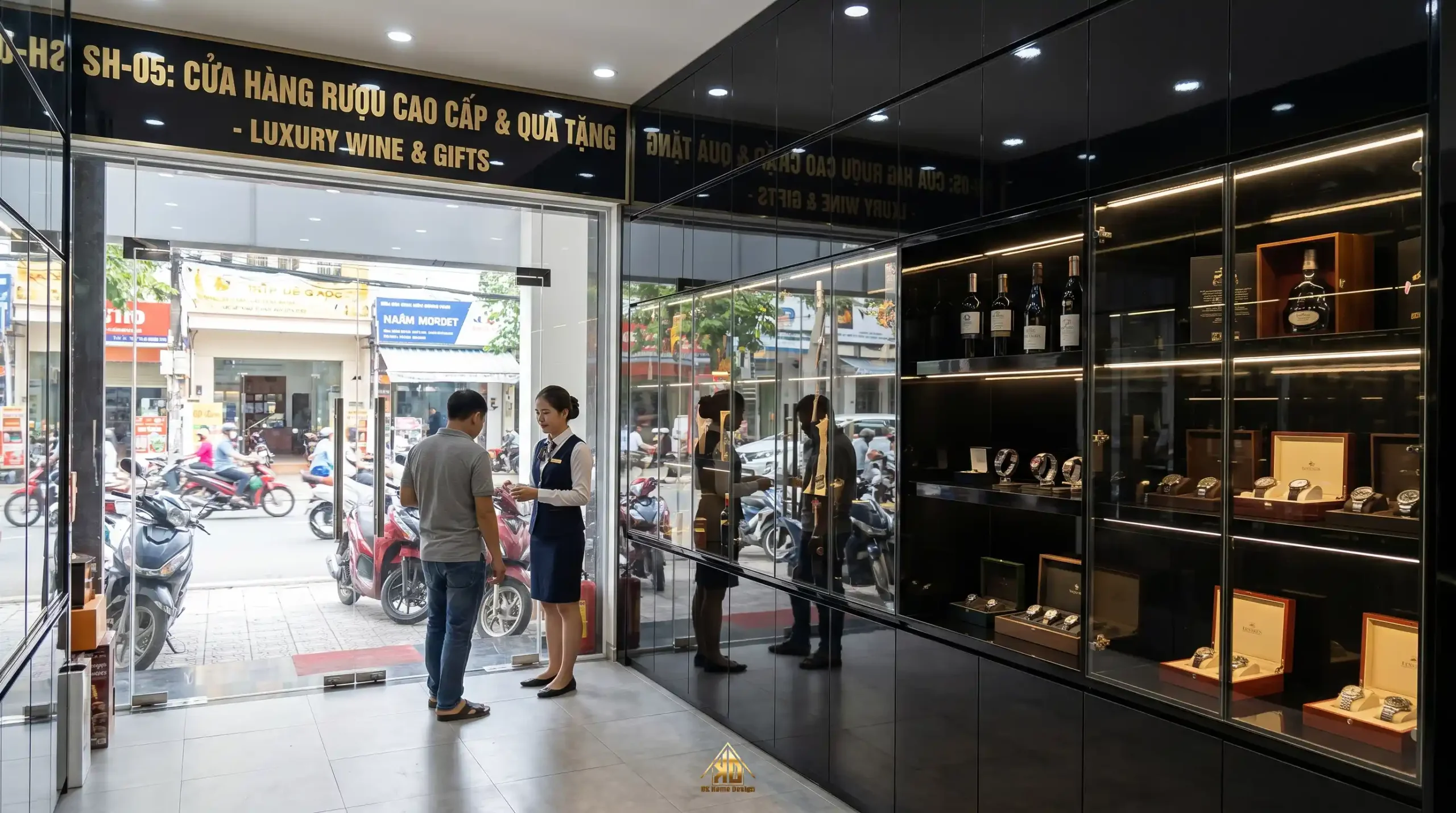 Hệ tủ Acrylic bóng gương cao cấp trong shophouse