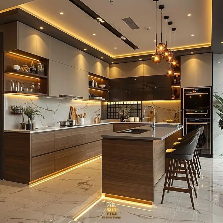 Bố trí công năng tủ bếp chuẩn quy tắc tam giác phong thủy, tránh Thủy Hỏa tương xung