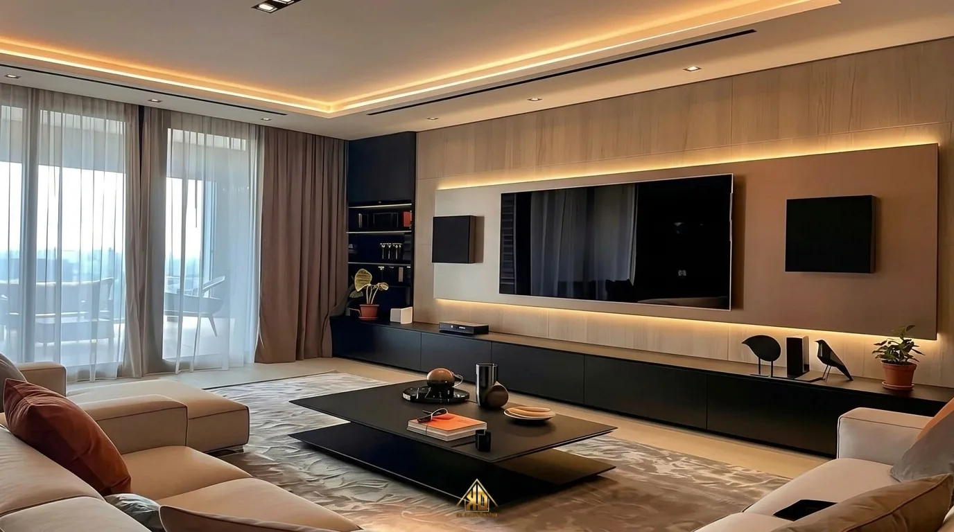Thi công kệ tivi phòng khách hiện đại Đô Lương