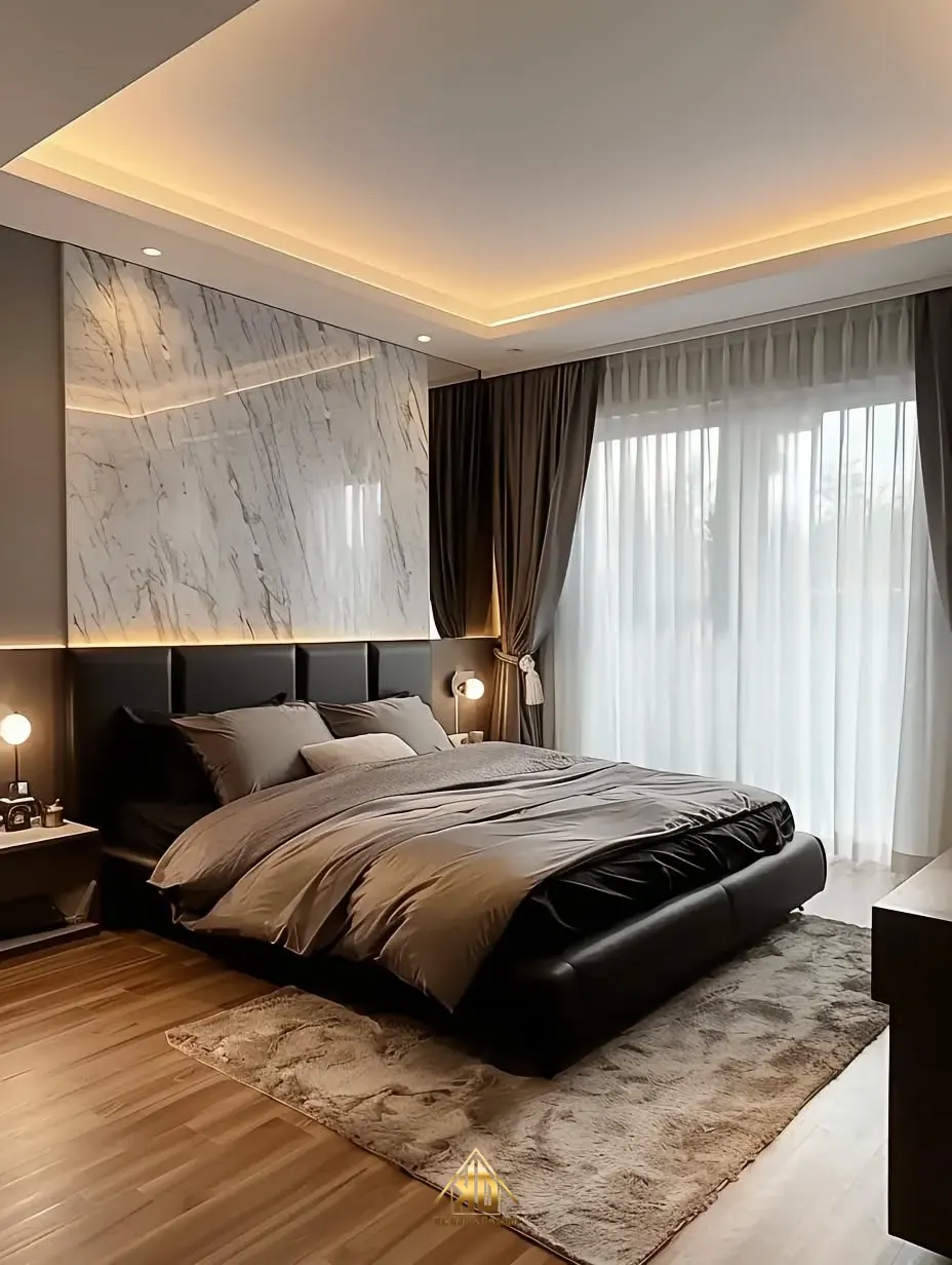 Mẫu phòng ngủ Master gỗ công nghiệp hiện đại