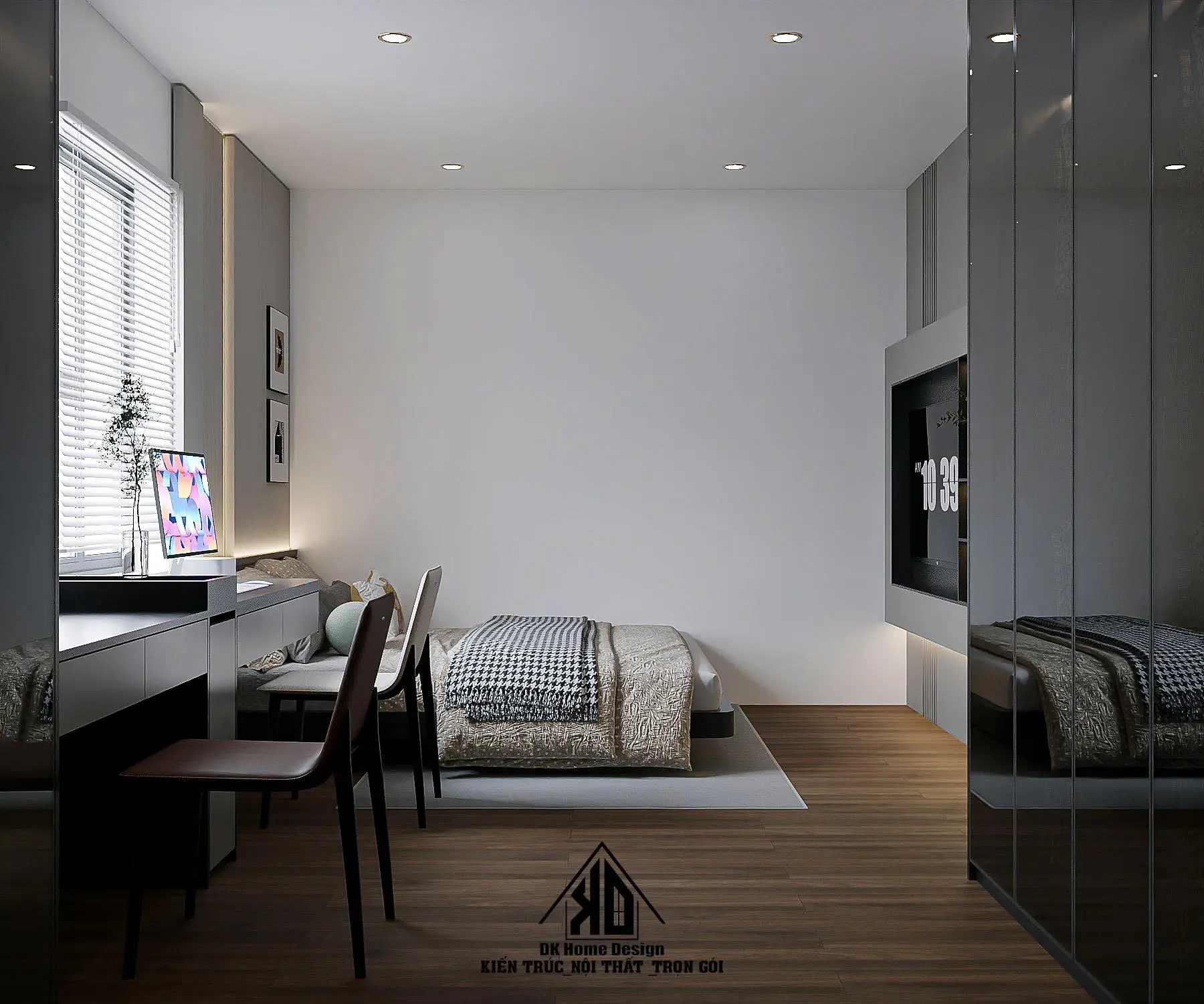 Thi công nội thất phòng ngủ 15m2 nhà phố trọn gói