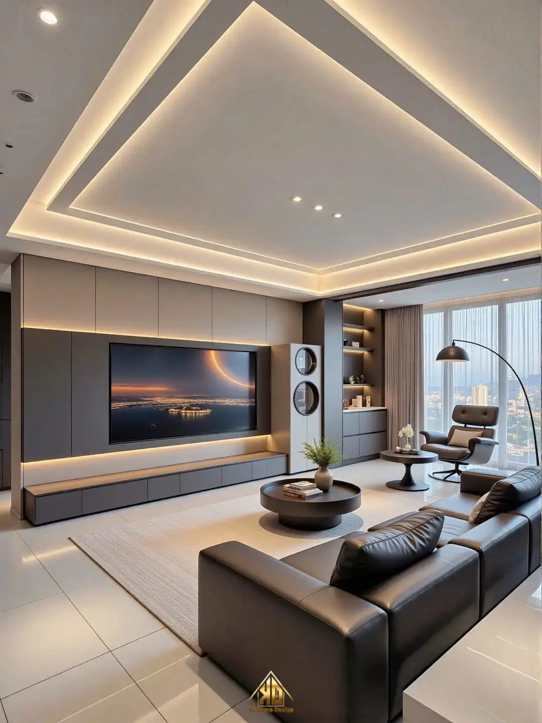 Thi công nội thất phòng khách nhà phố hẹp ngang