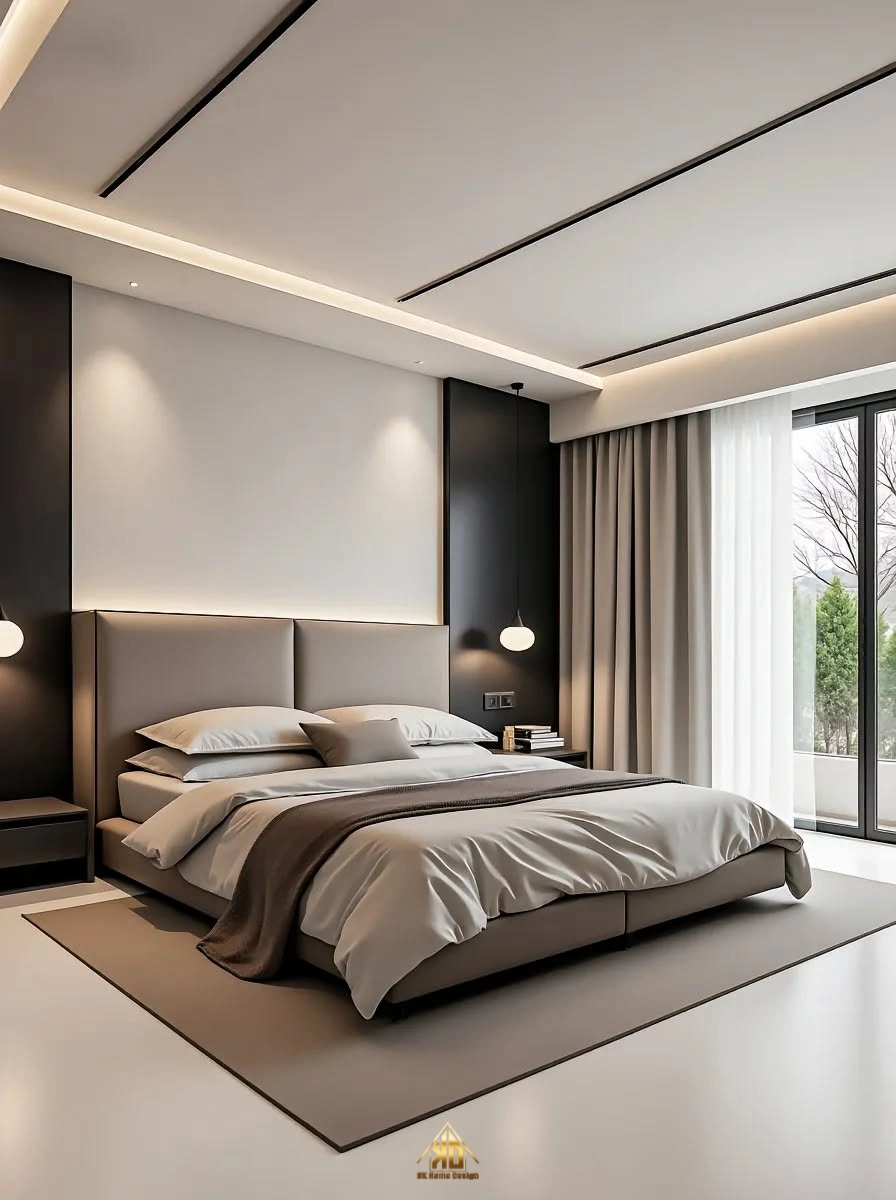 Trang trí nhà phố 6m hiện đại cho phòng ngủ master