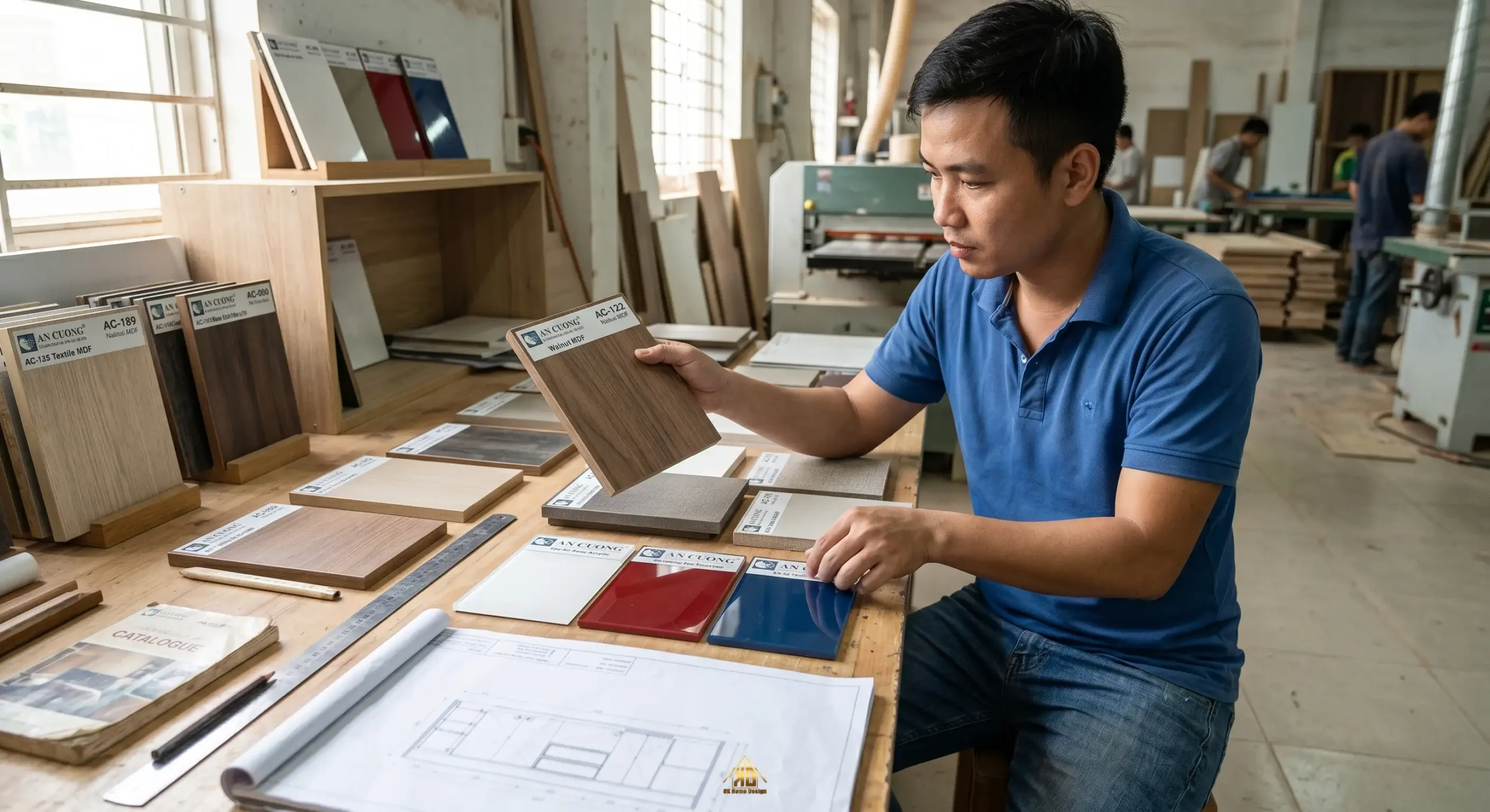 Mẫu gỗ công nghiệp MDF An Cường dùng trong thi công nội thất
