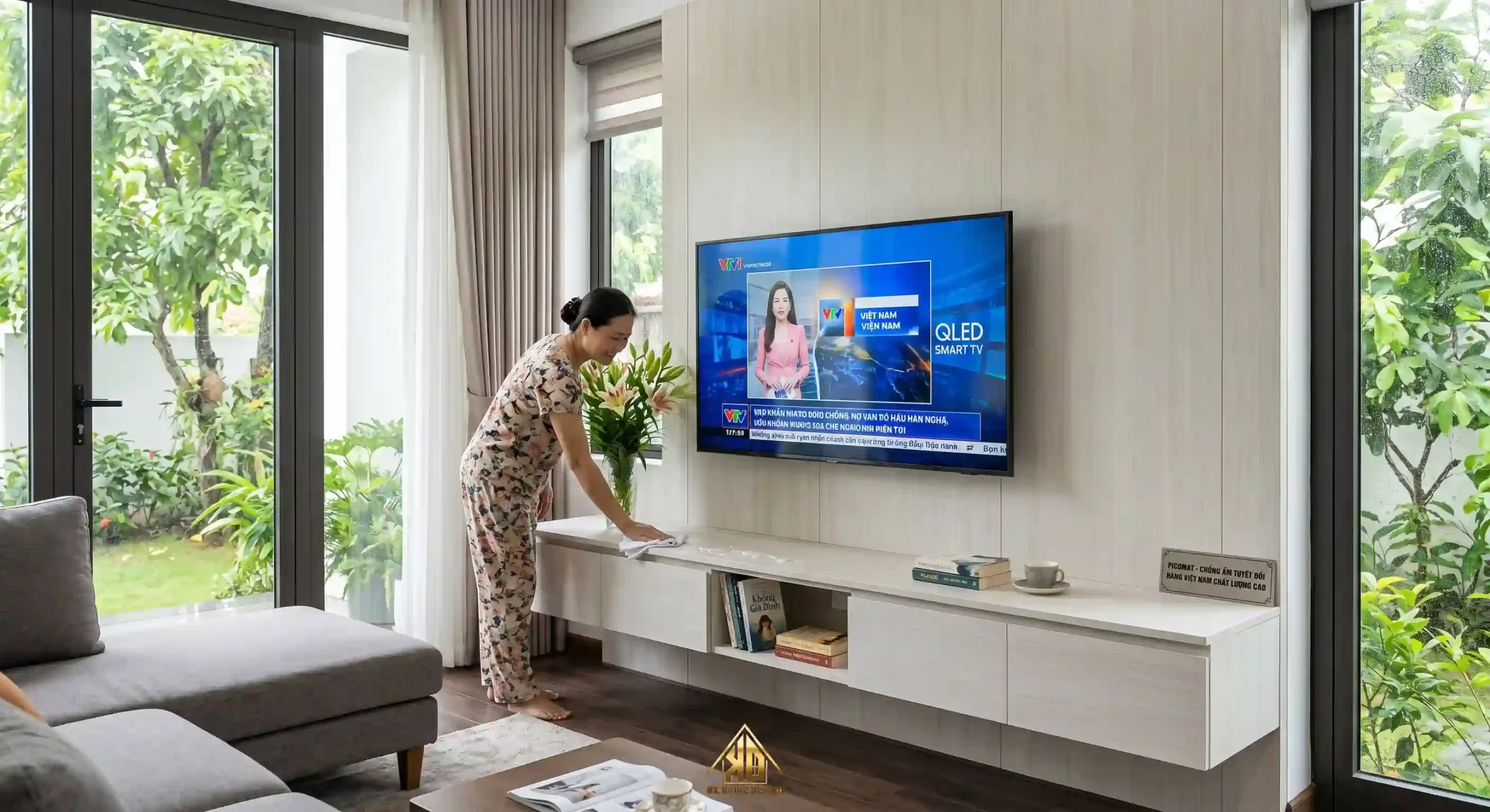 Vách ốp tivi Picomat chống ẩm tuyệt đối