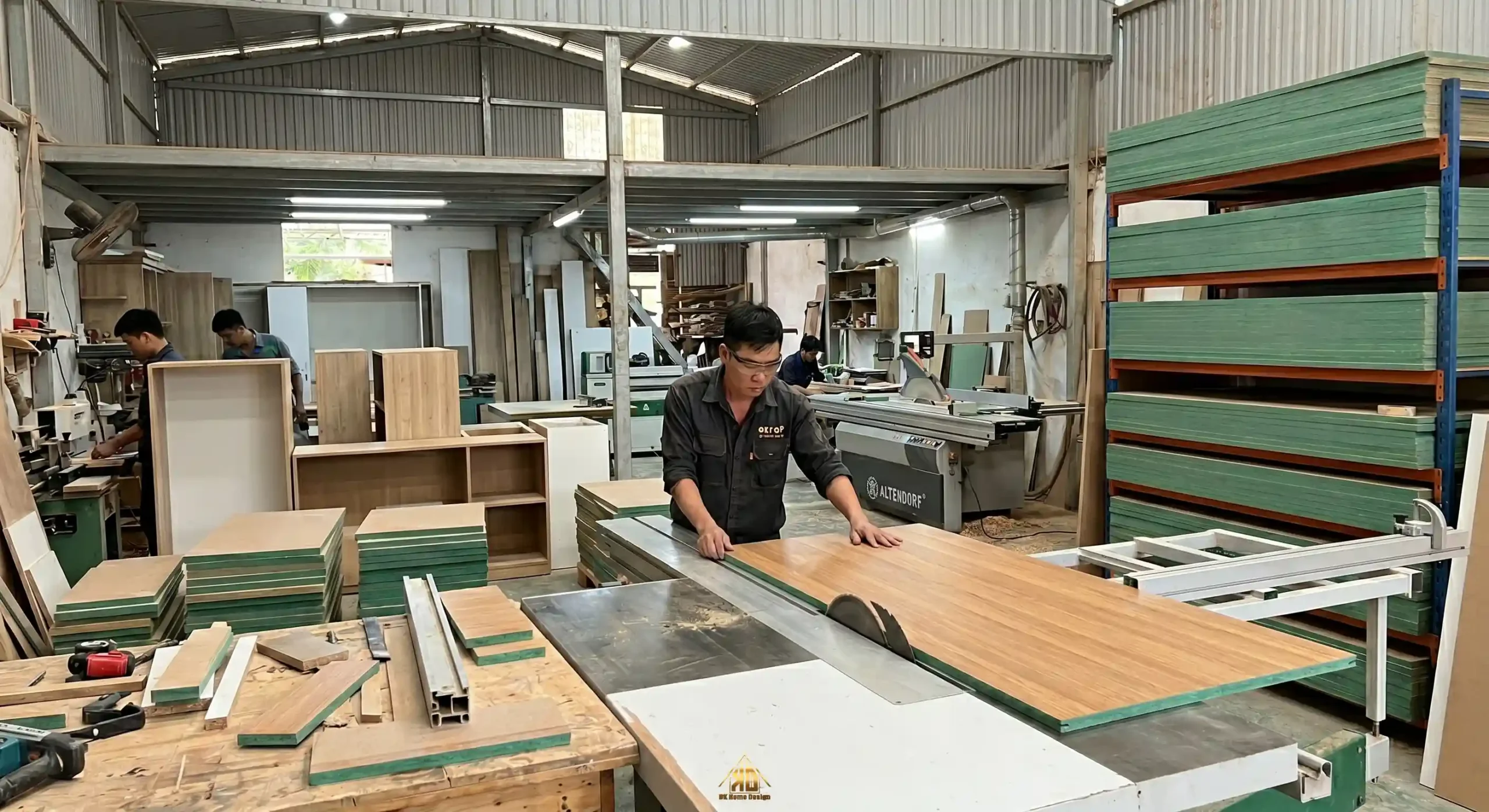 Xưởng mộc nội thất hiện đại Đạt Kỳ cam kết sử dụng 100% gỗ công nghiệp MDF lõi xanh chống ẩm