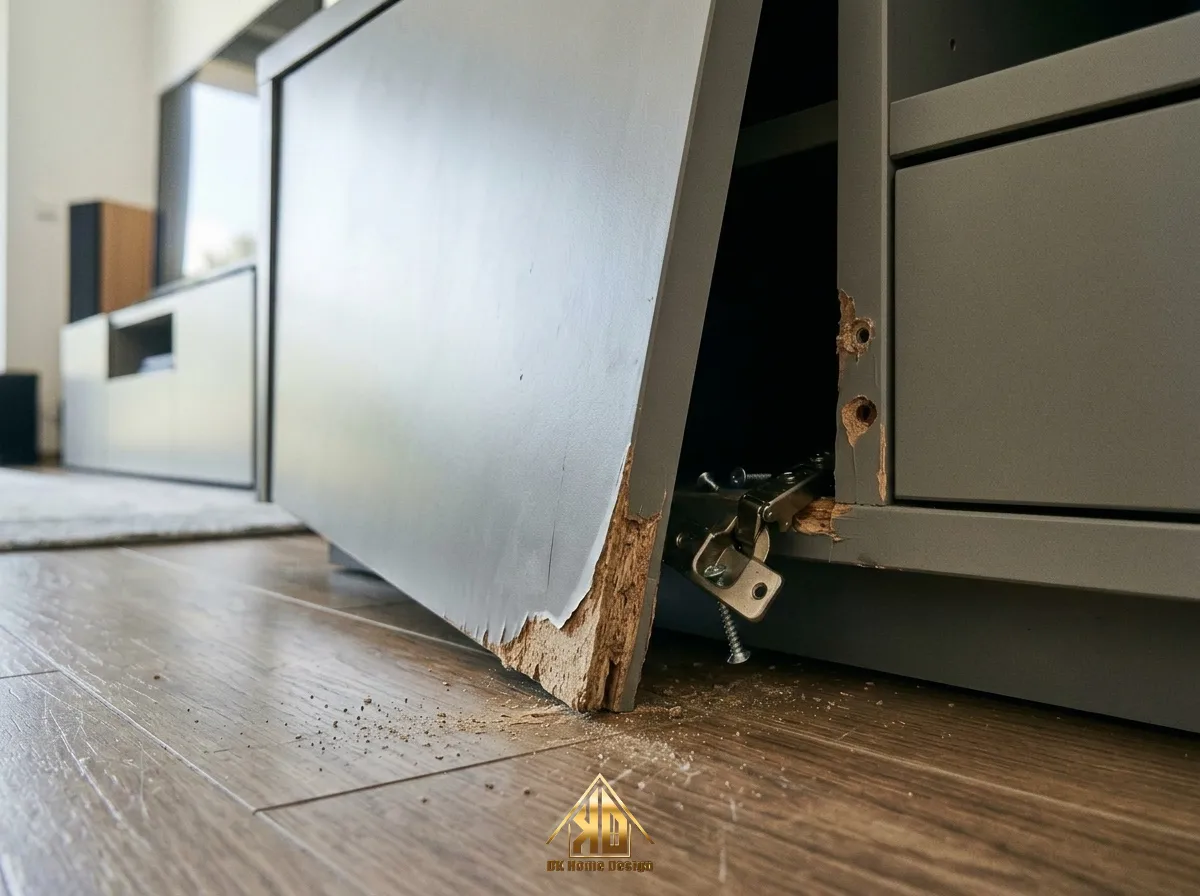 Bản lề tủ kệ phòng khách bị xệ cánh kêu to