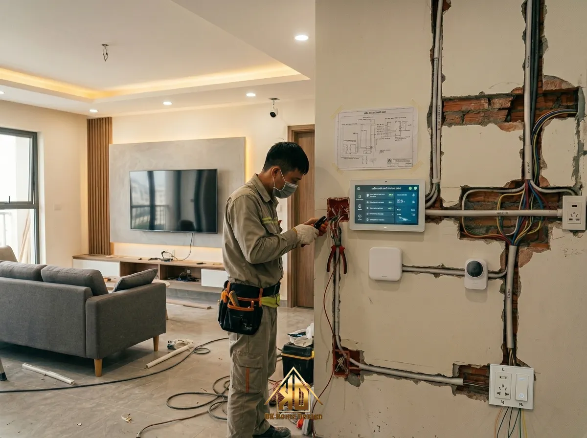 Bố trí điện âm tường phòng khách chuẩn cho nhà thông minh