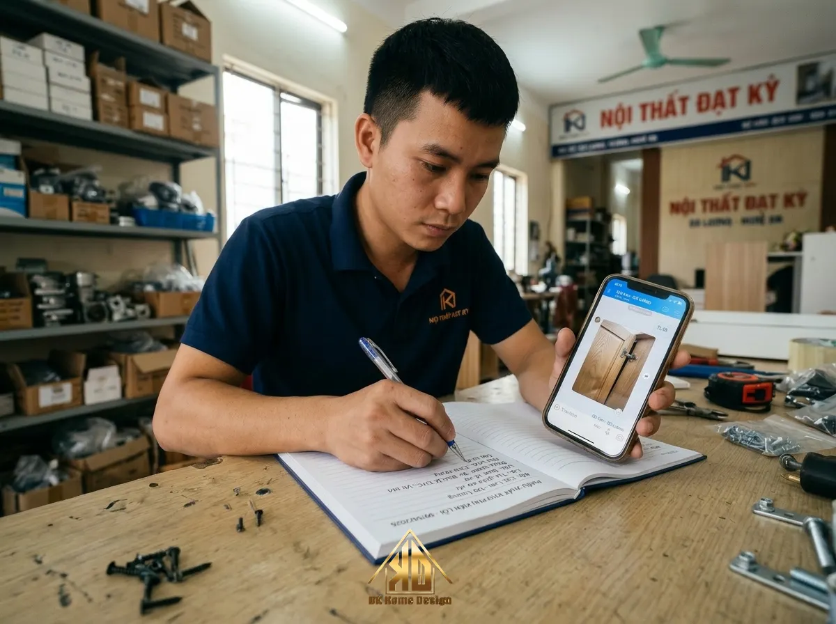 Đánh giá tình trạng hỏng hóc nội thất phòng khách trực tuyến