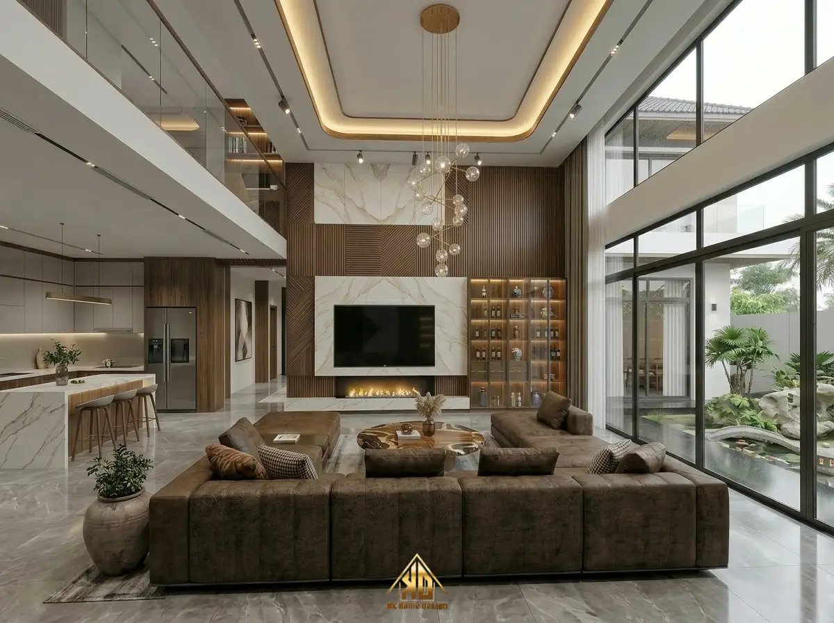 Dự án thi công nội thất phòng khách biệt thự anh Long Đô Lương