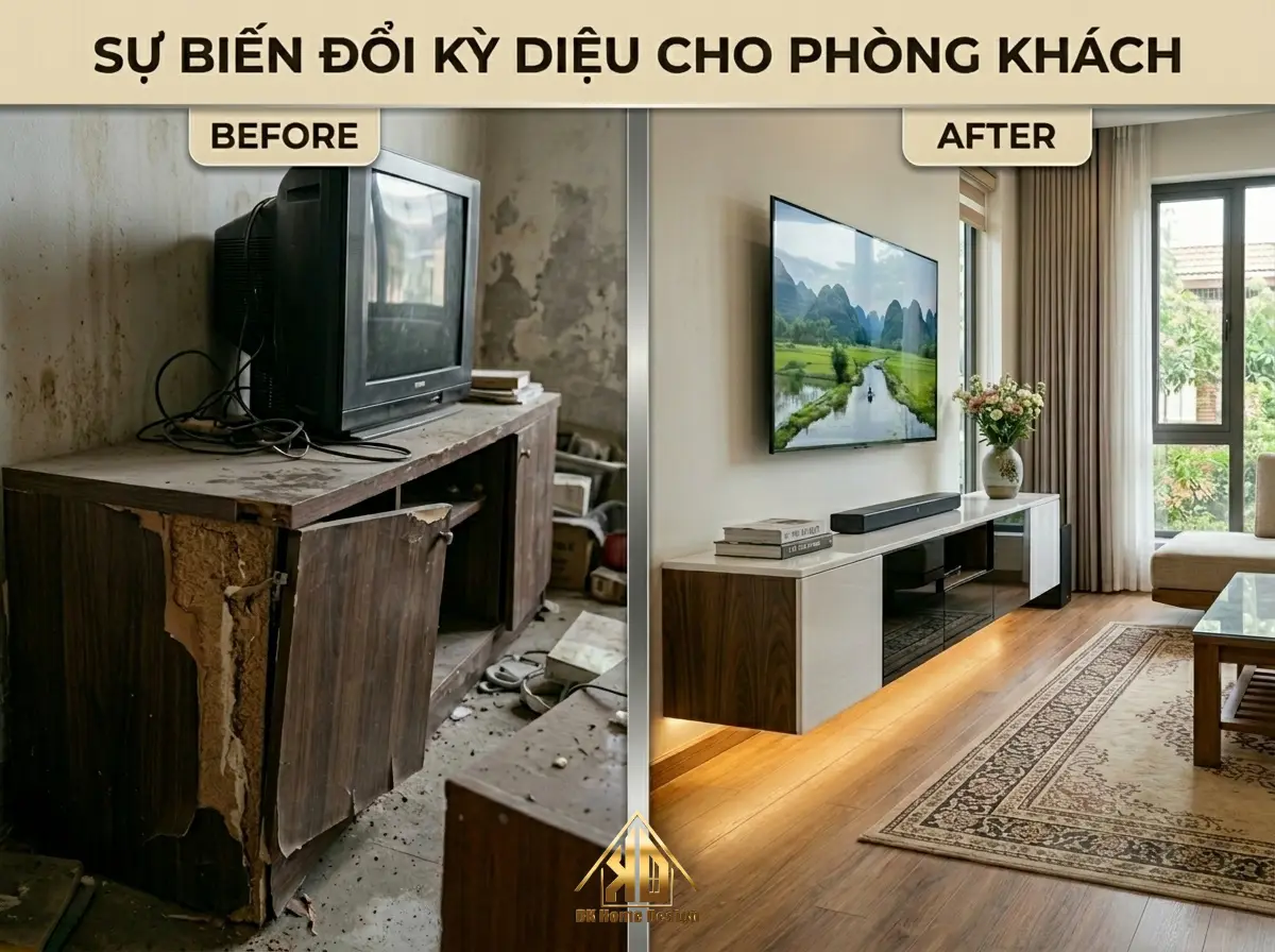 Nguyên nhân nội thất phòng khách xuống cấp tại Đô Lương Nghệ An