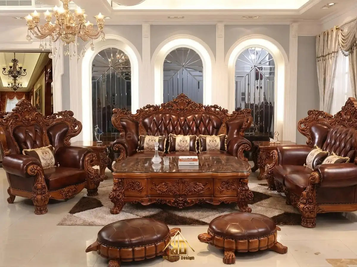 Phong cách nội thất gỗ tự nhiên cho phòng khách bề thế