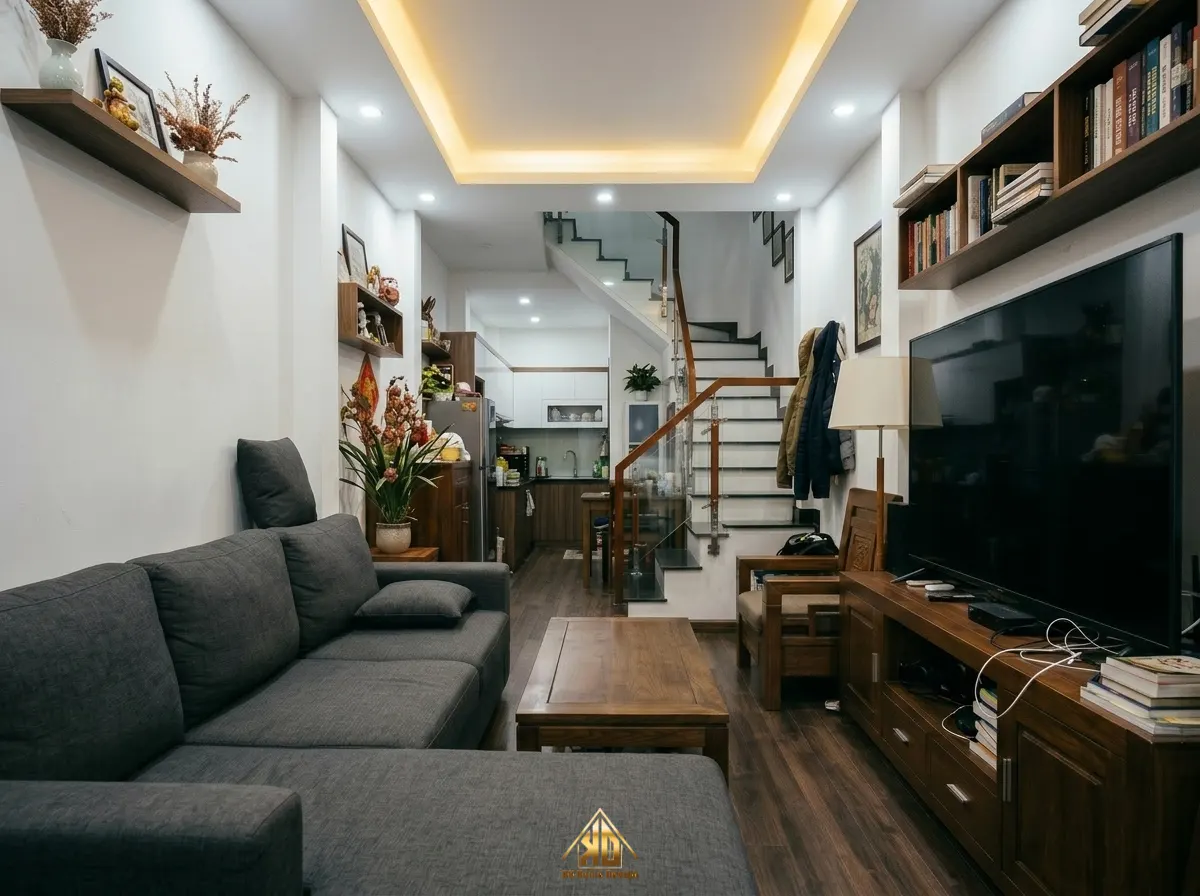Lỗi cách bố trí phòng khách nhà mái Nhật 5m