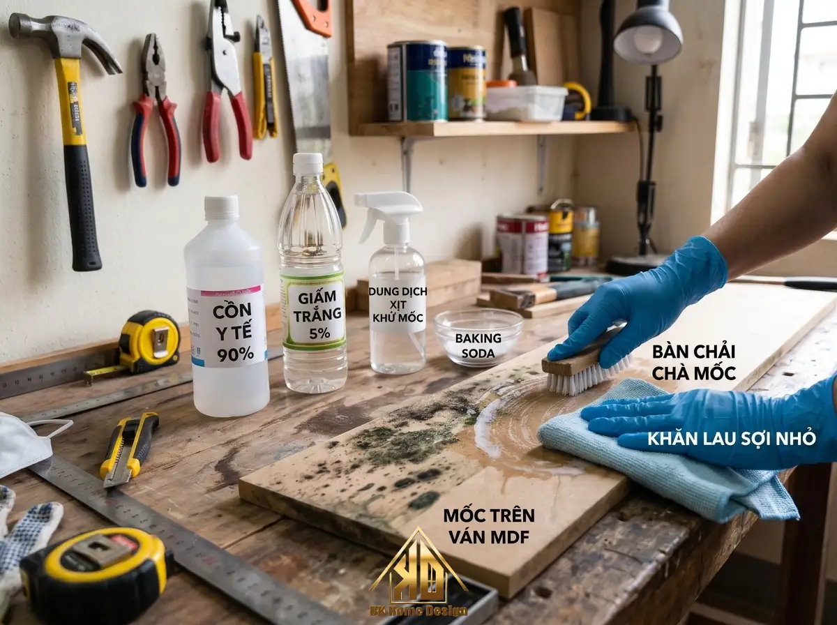Cách xử lý ván MDF bị mốc bằng cồn và giấm tại nhà