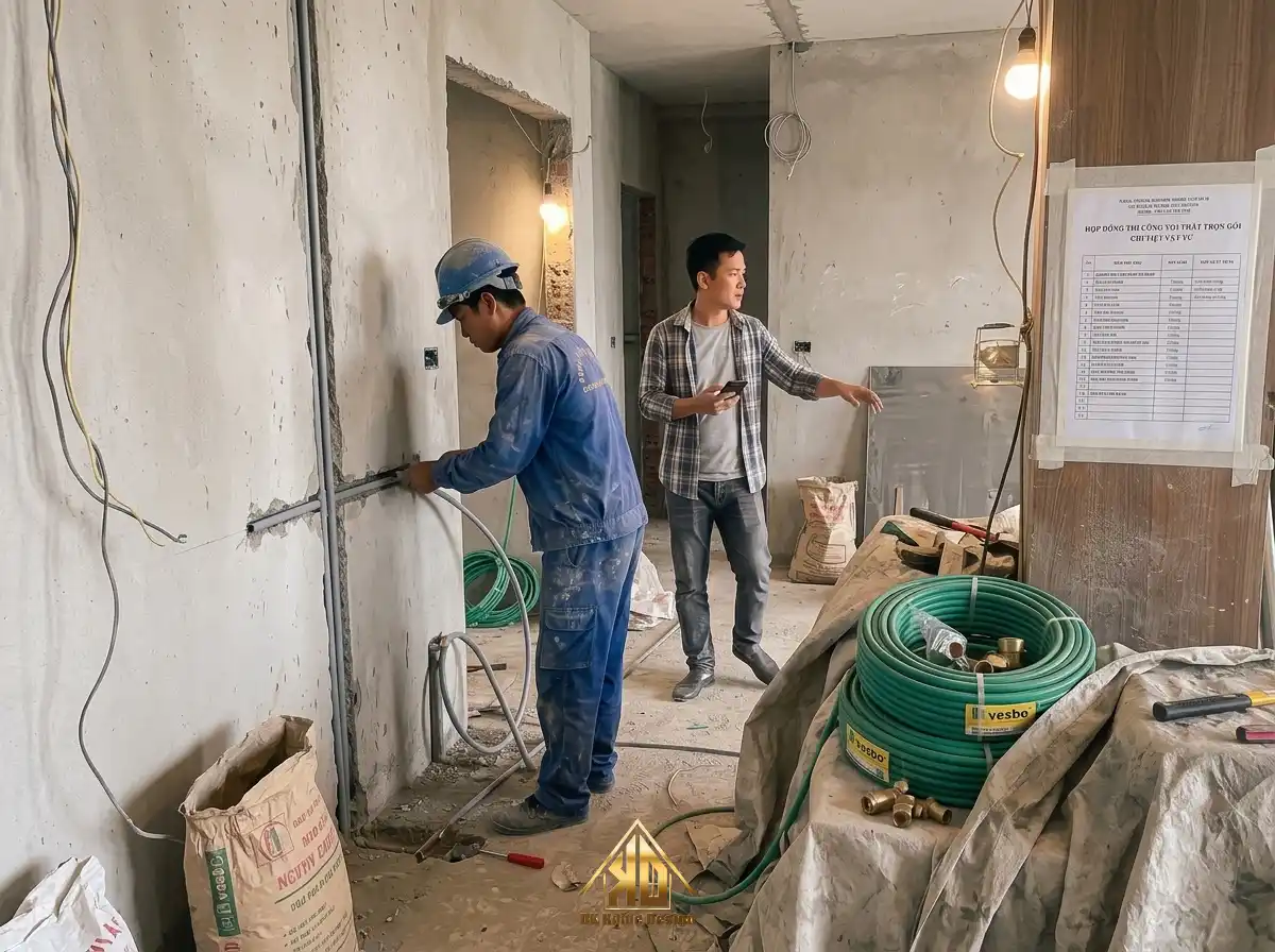 Chiêu trò rút ruột vật tư thi công nội thất trọn gói