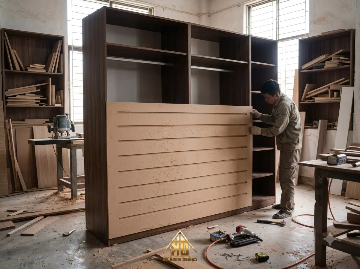 Hậu tủ quần áo MDF 9mm soi rãnh chống ẩm