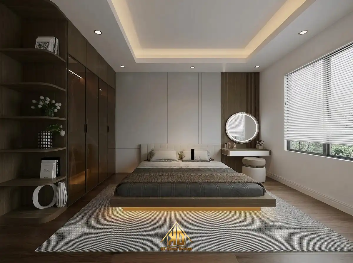 Tối ưu không gian nội thất phòng ngủ master với tủ áo kịch trần