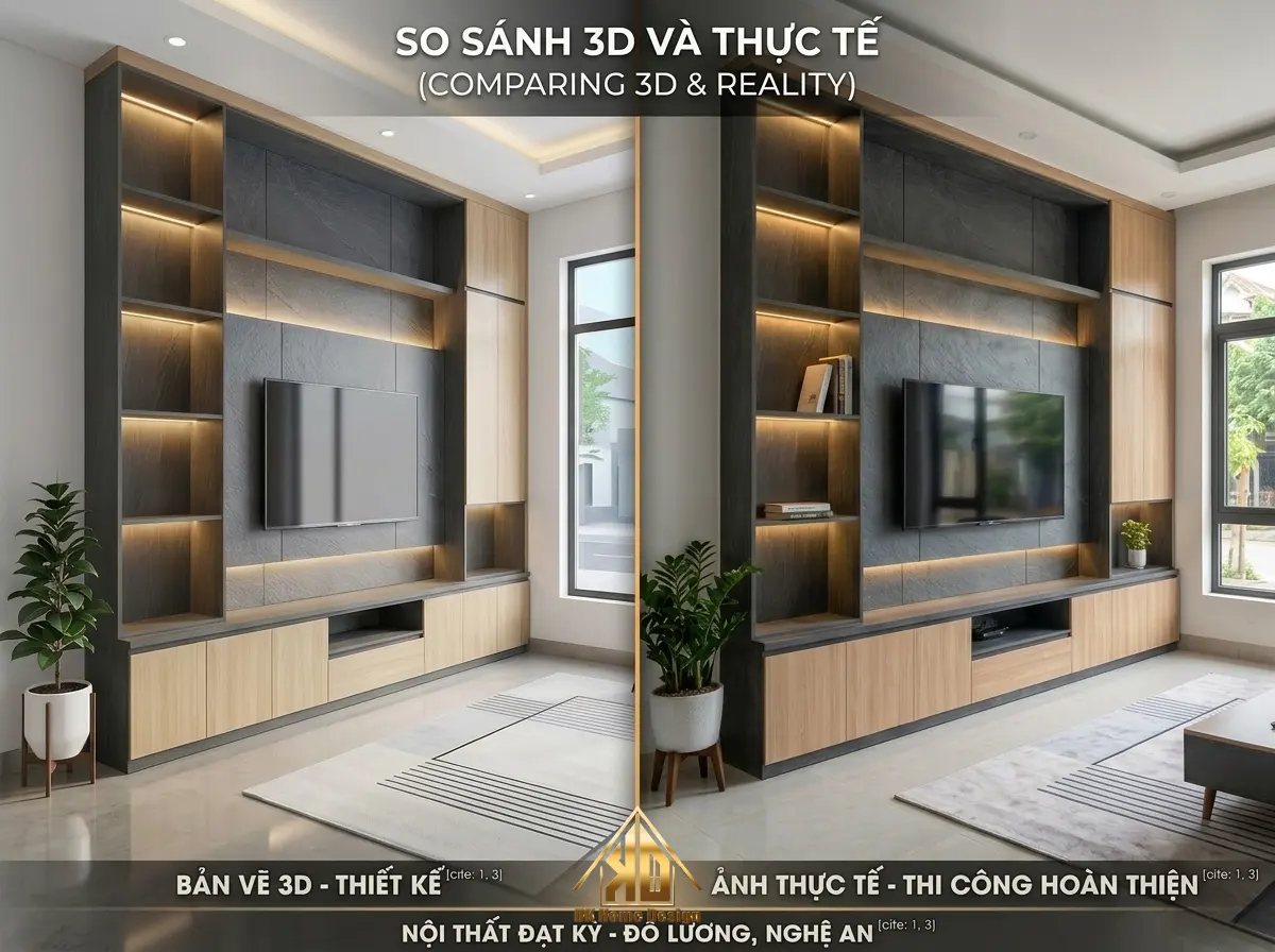 Thi công nội thất gỗ công nghiệp chuẩn thiết kế 3D
