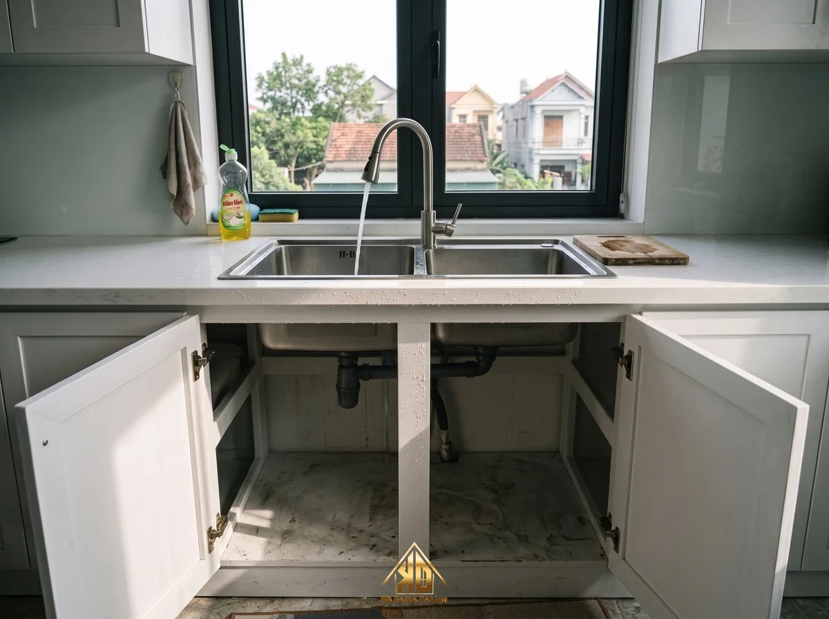 Chậu rửa tủ bếp nhựa picomat lắp đặt thực tế