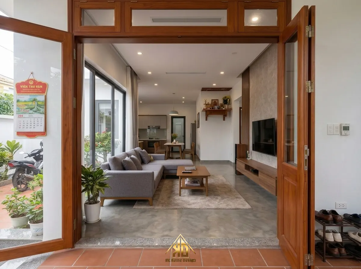 Thiết kế nội thất nhà 2 tầng hiện đại không gian phòng khách