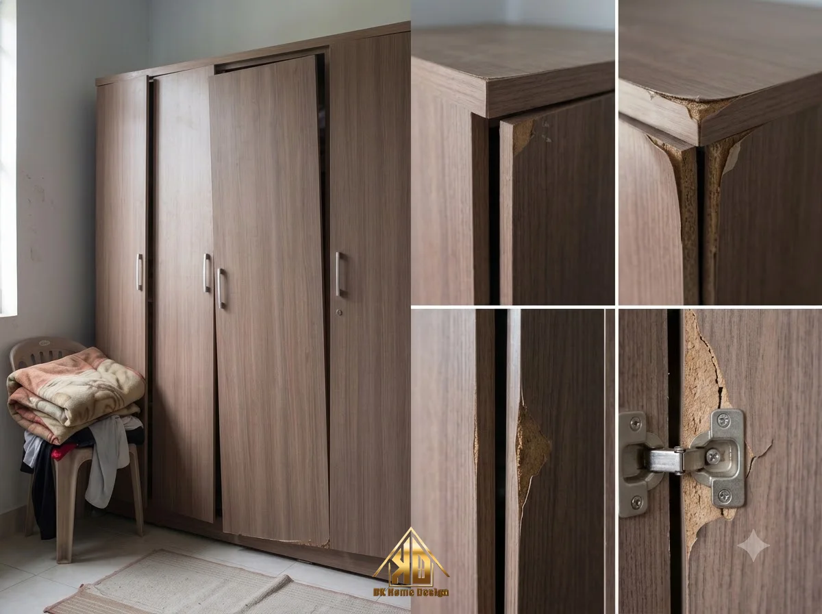 Tủ áo gỗ công nghiệp kém chất lượng bị xệ cánh