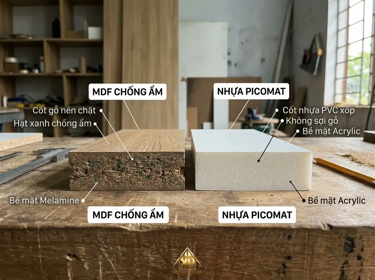 Vật liệu gỗ công nghiệp MDF lõi xanh và nhựa Picomat
