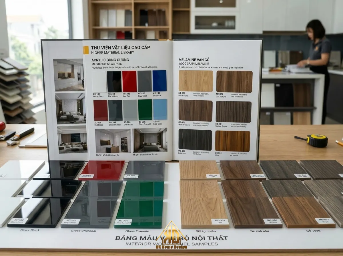 Bảng màu ván gỗ công nghiệp MDF và Acrylic cao cấp