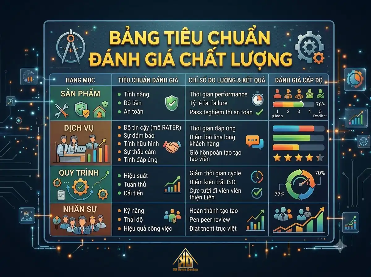 Bảng tiêu chuẩn đánh giá chất lượng nội thất Đạt Kỳ