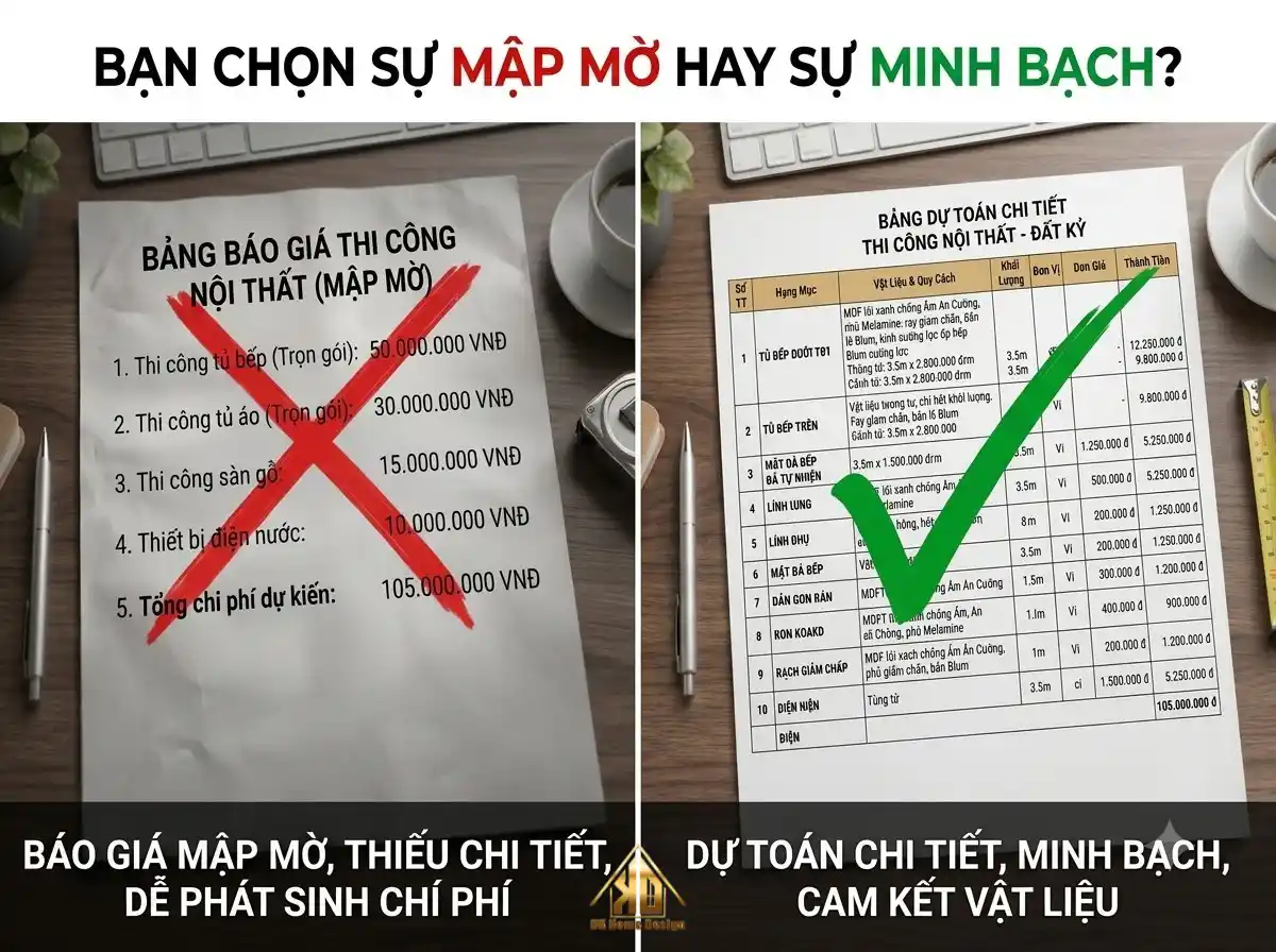 Cẩn trọng với bảng báo giá thi công nội thất trọn gói siêu rẻ