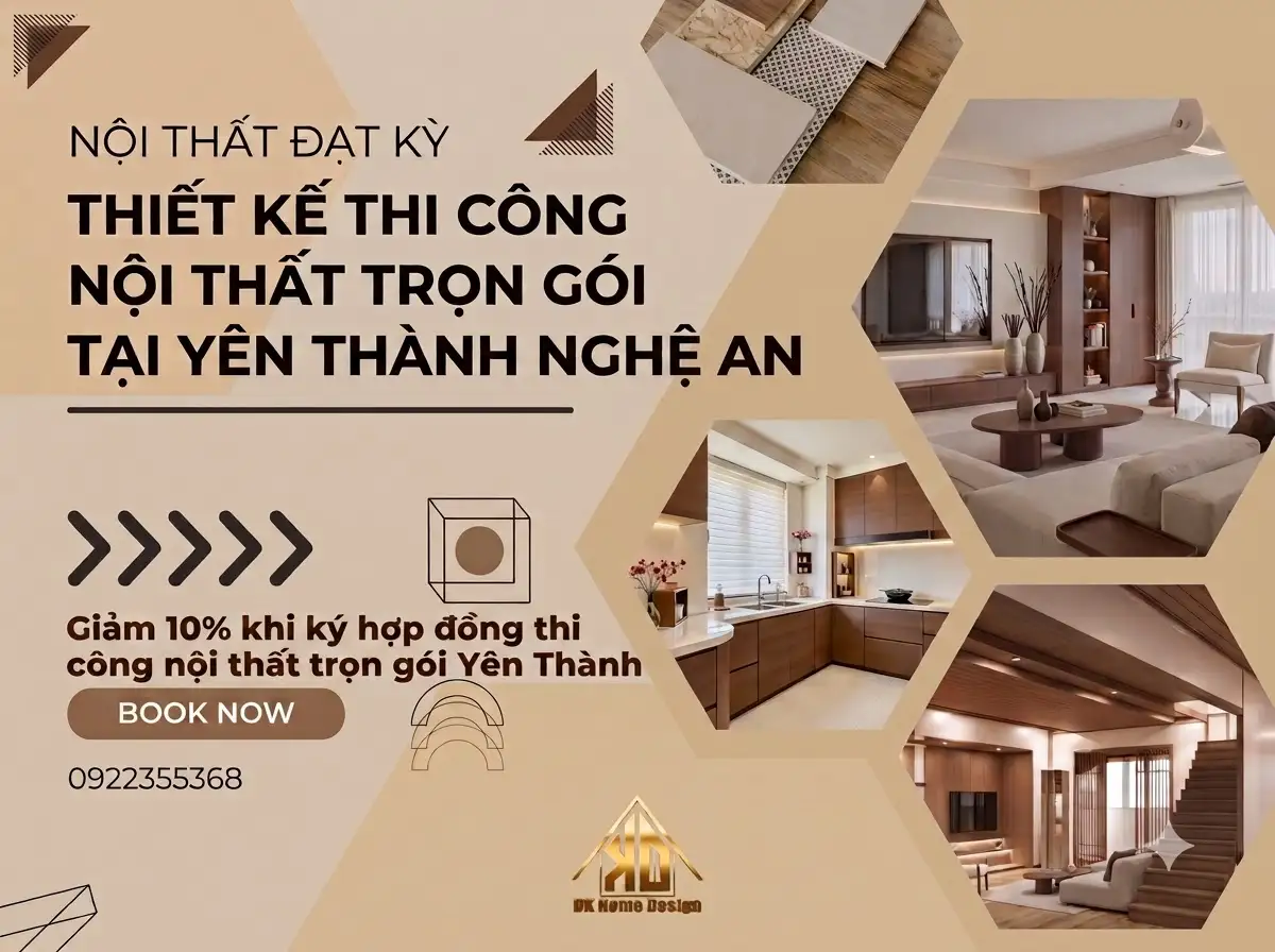 Giảm 10% khi ký hợp đồng thi công nội thất trọn gói Yên Thành