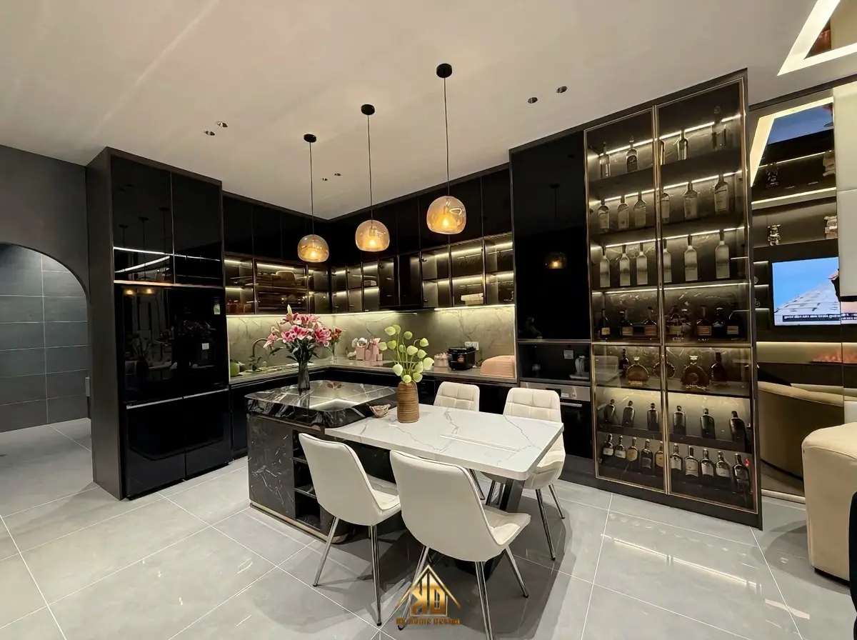 Hệ tủ bếp gỗ công nghiệp hiện đại phủ Acrylic
