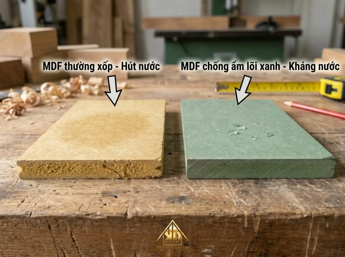 Cách phân biệt ván MDF lõi xanh thật và giả khi thi công nội thất