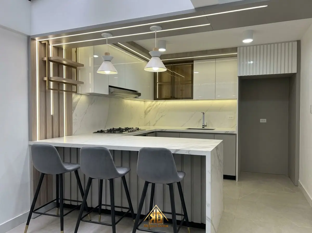 Mẫu tủ bếp Acrylic trọn gói sang trọng cho biệt thự tại Yên Thành