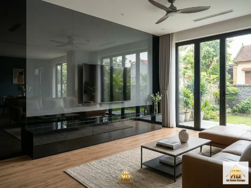 Phòng khách gỗ công nghiệp hiện đại tại Nghệ An